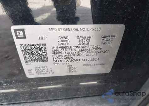 2018 Buick Enclave Essence z USA, uszkodzony, nr VIN 5GAEVAKW1JJ171514
